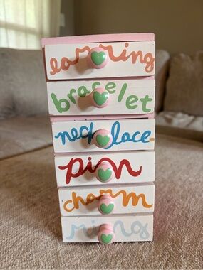 Vintage Tatutina Wooden Jewelry Box Tower 6 Drawer